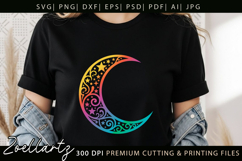 Celestial Moon SVG Cut File Floral Moon Mandala Silhouette Product Image 5