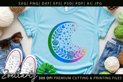 Celestial Moon SVG Cut File Floral Moon Mandala Silhouette Product Image 4