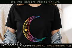 Celestial Moon SVG Cut File Floral Moon Mandala Silhouette Product Image 2