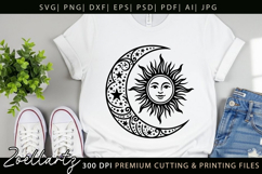 Celestial Moon Sun SVG Cut File Floral Moon Sun Silhouette Product Image 3