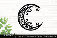 Celestial Moon SVG Cut File Floral Moon Mandala Silhouette Product Image 1