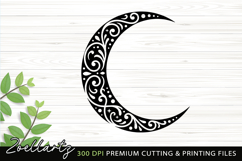 Celestial Moon SVG Cut File Floral Moon Mandala Silhouette Product Image 1