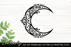 Celestial Moon SVG Cut File Floral Moon Mandala Silhouette Product Image 1