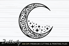 Celestial Moon SVG Cut File Floral Moon Mandala Silhouette Product Image 3