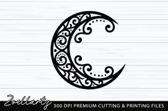 Celestial Moon SVG Cut File Floral Moon Mandala Silhouette Product Image 2