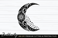 Celestial Moon SVG Cut File Floral Moon Mandala Silhouette Product Image 3