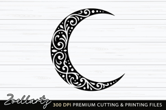 Celestial Moon SVG Cut File Floral Moon Mandala Silhouette Product Image 3