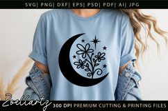 Mystical Moon SVG Floral Celestial Moon T-shirt Mug Pillows Product Image 2