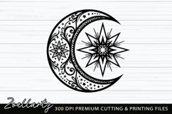 Celestial Moon SVG Cut File Floral Moon Mandala Silhouette Product Image 2
