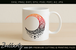 Celestial Moon SVG Cut File Floral Moon Mandala Silhouette Product Image 5