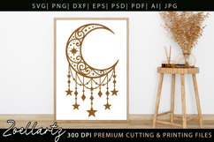 Celestial Moon SVG Cut File Floral Moon Mandala Silhouette Product Image 6
