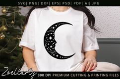 Celestial Moon SVG Cut File Floral Moon Mandala Silhouette Product Image 5
