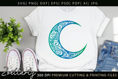 Celestial Moon SVG Cut File Floral Moon Mandala Silhouette Product Image 3