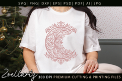 Floral Celestial Moon SVG Cut File Moon Mandala Silhouette Product Image 4