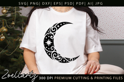 Celestial Moon SVG Cut File Floral Moon Mandala Silhouette Product Image 7