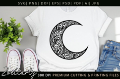 Celestial Moon SVG Cut File Floral Moon Mandala Silhouette Product Image 3