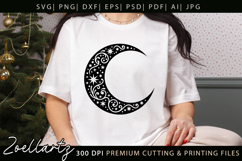 Celestial Moon SVG Cut File Floral Moon Mandala Silhouette Product Image 5