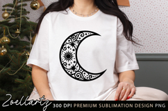 Celestial Moon SVG Cut File Floral Moon Mandala Silhouette Product Image 6