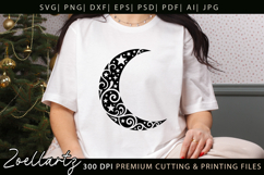 Celestial Moon SVG Cut File Floral Moon Mandala Silhouette Product Image 6