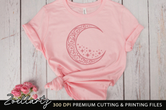 Celestial Moon SVG Cut File Floral Moon Mandala Silhouette Product Image 5