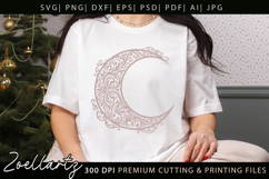 Celestial Moon SVG Cut File Floral Moon Mandala Silhouette Product Image 5