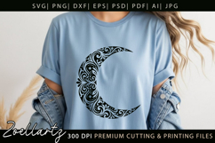 Floral Celestial Moon SVG Cut File Moon Mandala Silhouette Product Image 3