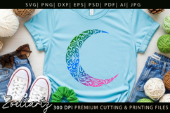 Floral Celestial Moon SVG Cut File Moon Mandala Silhouette Product Image 3
