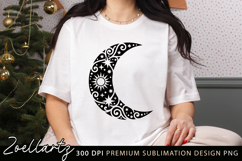 Celestial Moon SVG Cut File Floral Moon Mandala Silhouette Product Image 6