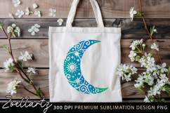 Celestial Moon SVG Cut File Floral Moon Mandala Silhouette Product Image 5