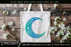 Celestial Moon SVG Cut File Floral Moon Mandala Silhouette Product Image 3