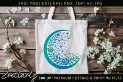 Celestial Moon SVG Cut File Floral Moon Mandala Silhouette Product Image 3