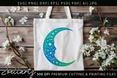 Celestial Moon SVG Cut File Floral Moon Mandala Silhouette Product Image 3