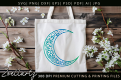 Floral Celestial Moon SVG Cut File Moon Mandala Silhouette Product Image 2