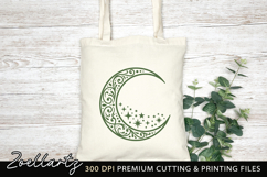 Celestial Moon SVG Cut File Floral Moon Mandala Silhouette Product Image 4