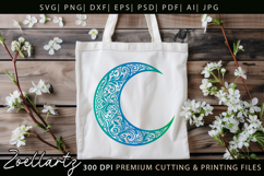 Celestial Moon SVG Cut File Floral Moon Mandala Silhouette Product Image 5