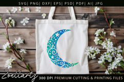 Celestial Moon SVG Cut File Floral Moon Mandala Silhouette Product Image 5