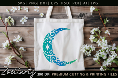 Celestial Moon SVG Cut File Floral Moon Mandala Silhouette Product Image 6
