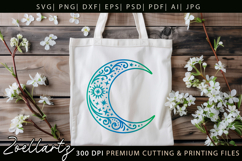 Celestial Moon SVG Cut File Floral Moon Mandala Silhouette Product Image 4