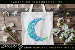 Floral Celestial Moon SVG Cut File Moon Mandala Silhouette Product Image 5