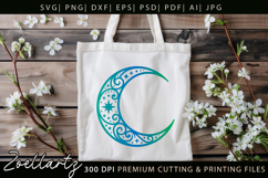 Celestial Moon SVG Cut File Floral Moon Mandala Silhouette Product Image 8