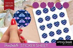 Celestial Moth Round Sticker - Moth Printable Sticker Sheet Product Image 1