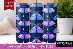 Celestial Moth Tumbler Wrap - Moth Tumbler PNG Sublimation Product Image 1