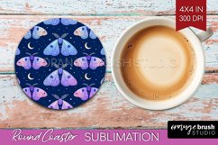 Celestial Moth Round Coaster - Moth Coaster PNG Sublimation Product Image 1