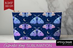 Celestial Moth Cosmetic Bag - Moth Makeup Bag PNG Product Image 1
