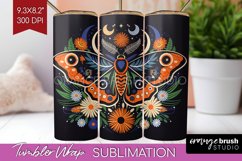 Celestial Moth Tumbler Wrap - Moth Tumbler PNG Sublimation Product Image 1