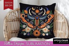 Celestial Moth Pillow Sublimation - Moth Pillow Cover PNG Product Image 1
