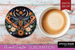 Celestial Moth Round Coaster - Moth Coaster PNG Sublimation Product Image 1