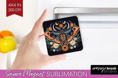 Celestial Moth Magnet Sublimation - Moth Square Magnet PNG Product Image 1