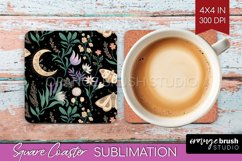 Celestial Moth Square Coaster - Moth Coaster PNG Sublimation Product Image 1