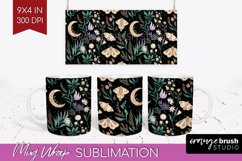 Celestial Moth Mug Wrap - Moth Mug PNG Sublimation Product Image 1